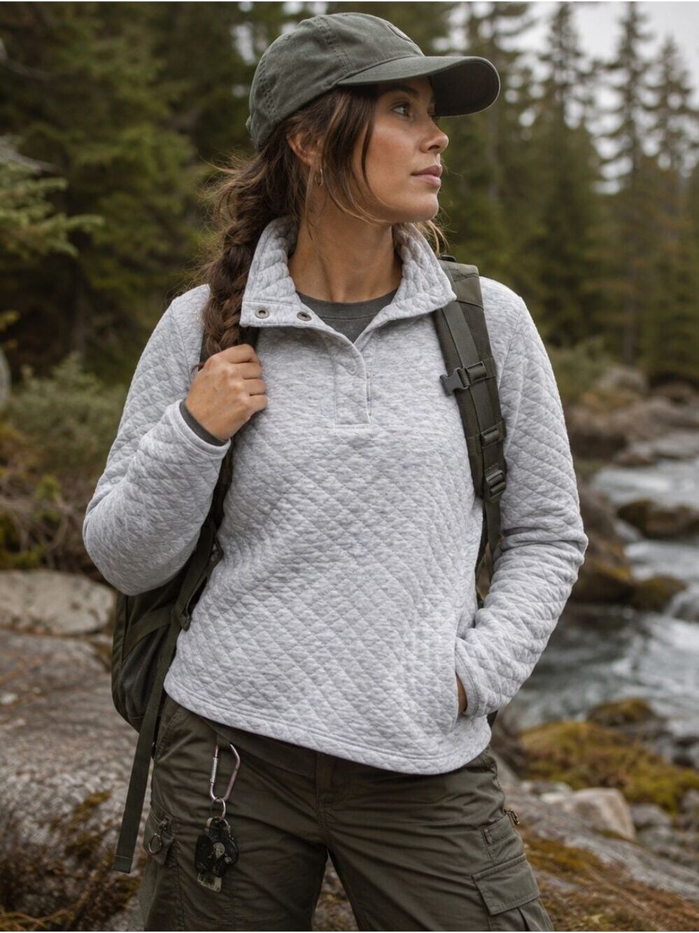 Avalanche Supply Co. Quilted 1/4 Snap Pullover - Grey - M - Gorpcore Granola